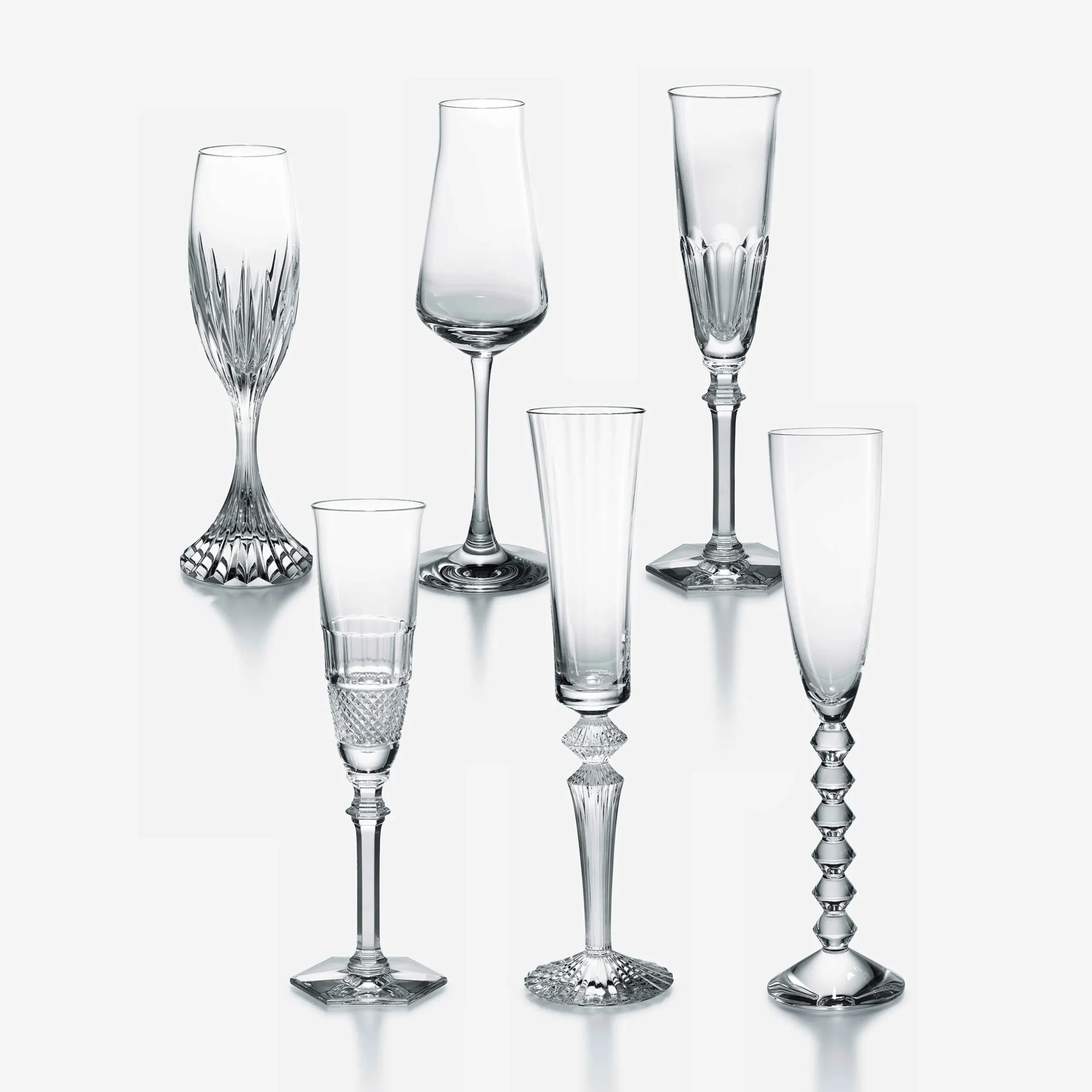 Wine, Champagne & Water Glasses|Champagne Flutes & Coupes|Baccarat Bubble Box Flutes Set
