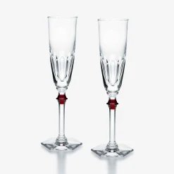 Wine, Champagne & Water Glasses|Champagne Flutes & Coupes|Baccarat Harcourt Eve Flutes Red