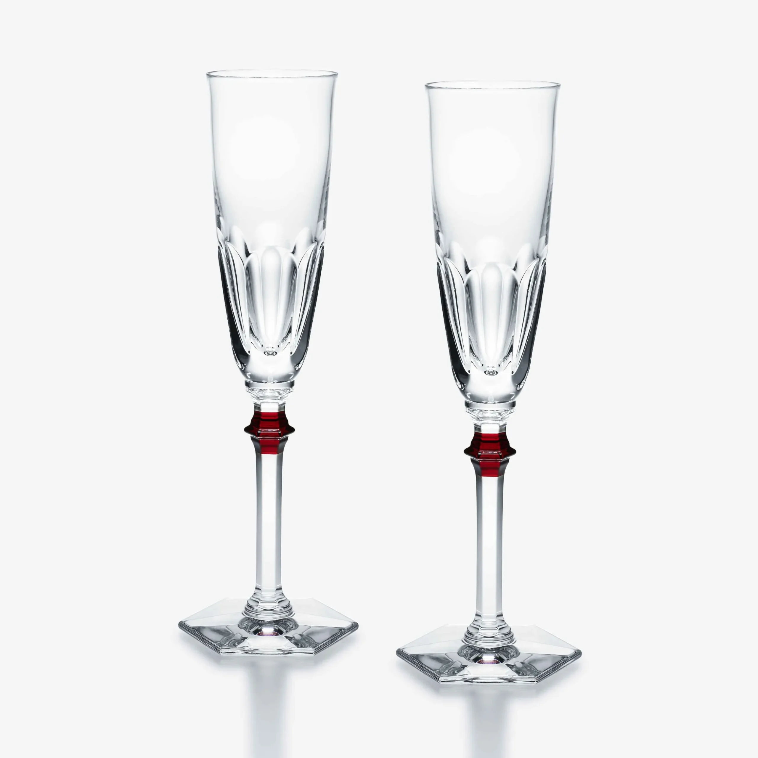 Wine, Champagne & Water Glasses|Champagne Flutes & Coupes|Baccarat Harcourt Eve Flutes Red