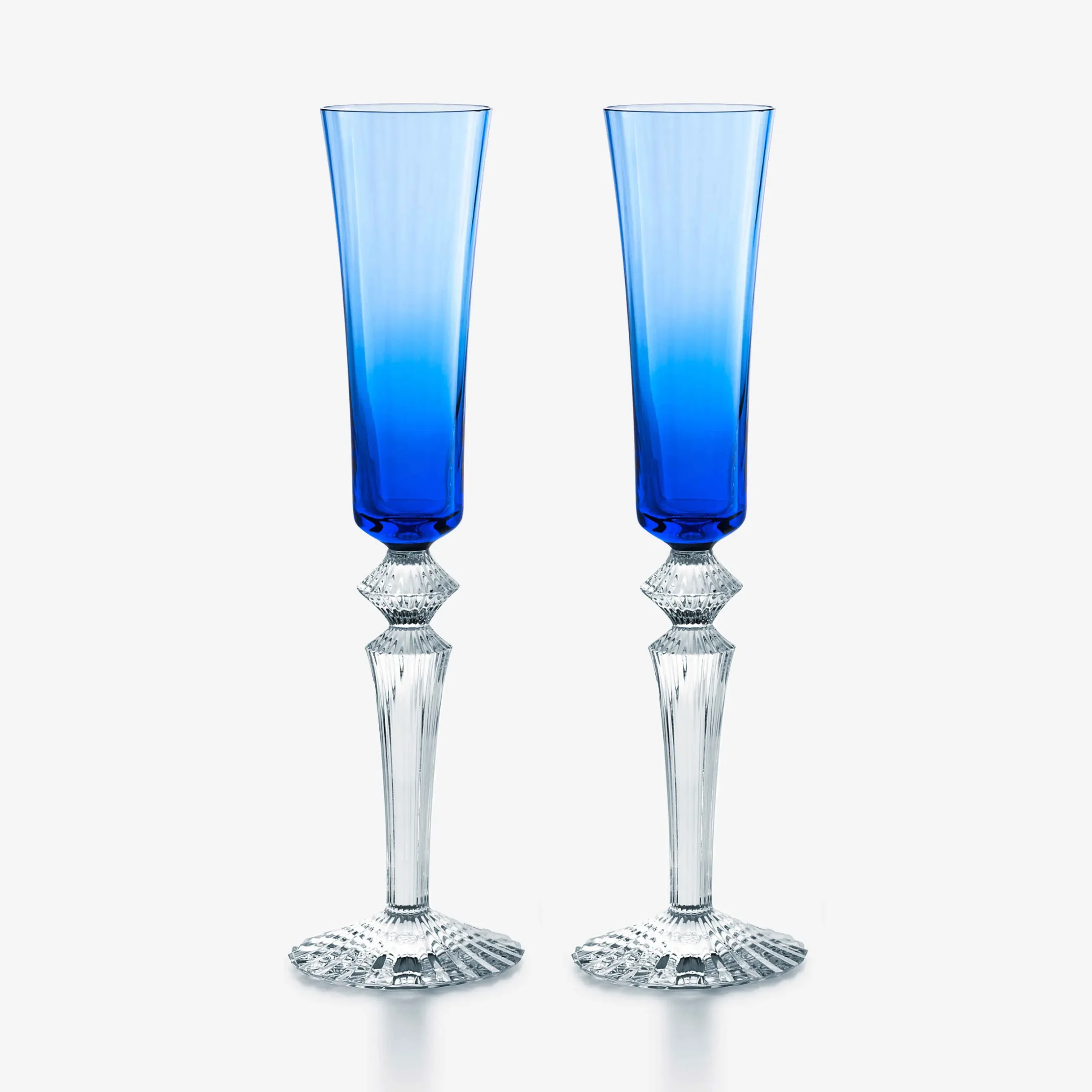 Wine, Champagne & Water Glasses|Baccarat Mille Nuits Flutissimo Flutes Blue