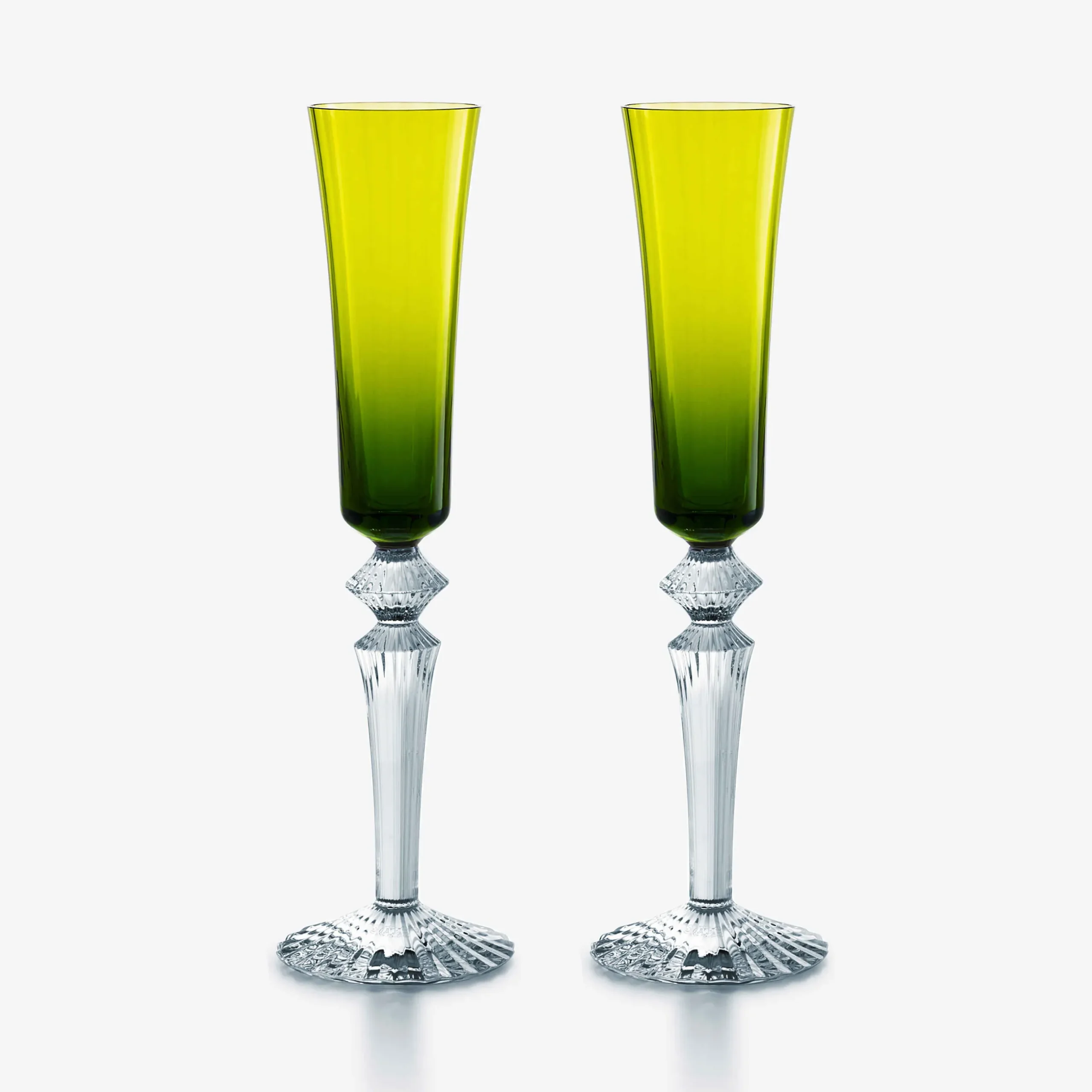 Wine, Champagne & Water Glasses|Baccarat Mille Nuits Flutissimo Flutes Moss