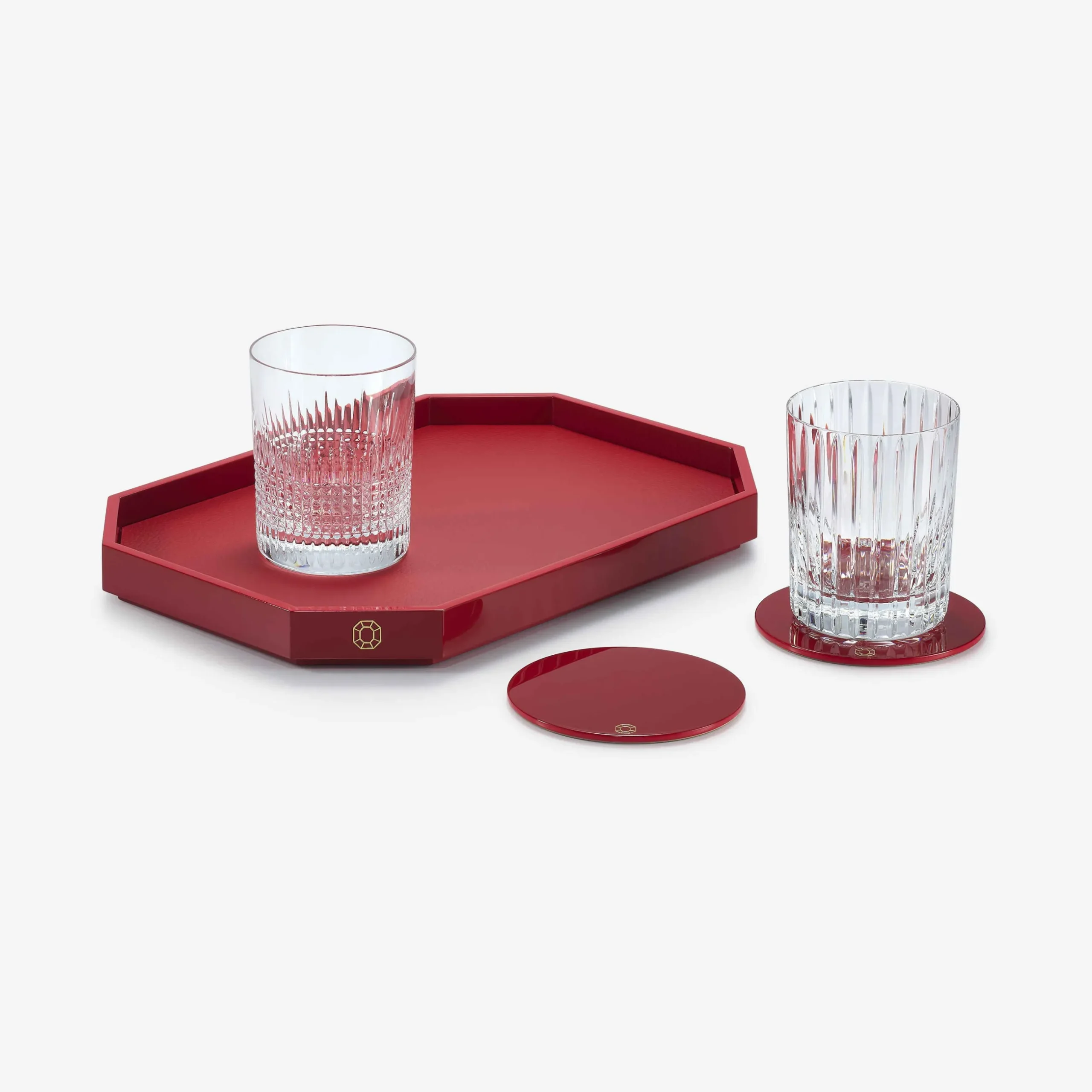 Table Accessories|Trays & Coasters|Baccarat Octogone Tray M Red