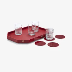 Trays & Coasters|Baccarat Octogone Tray M & Coaster X4 & 4 Elements Tumblers Set | United States Red