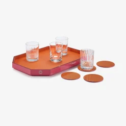 Trays & Coasters|Baccarat Octogone Tray M & Coaster X4 & 4 Elements Tumblers Set | United States Red